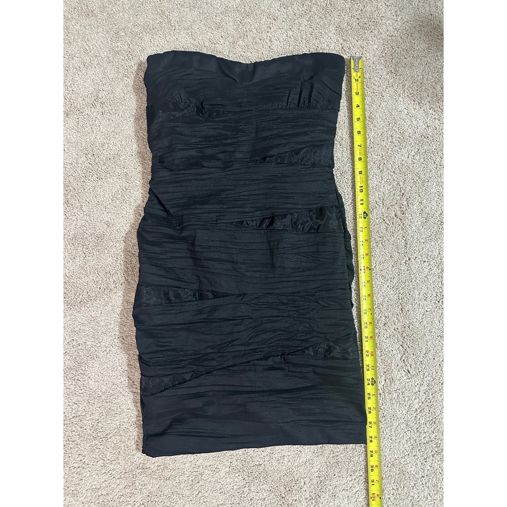 Snap Women Black Strapless Ruched Sweetheart Mini Dress Size M LBD Pleated Party